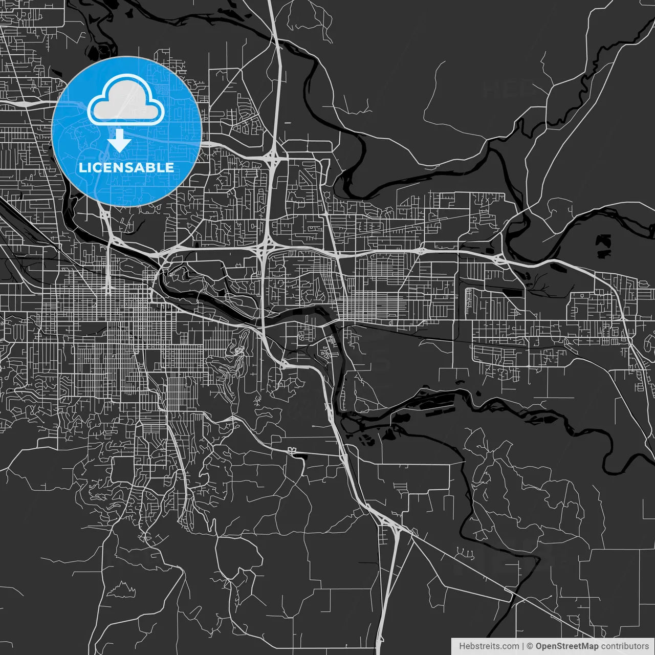 Springfield, Oregon - Area Map - Dark