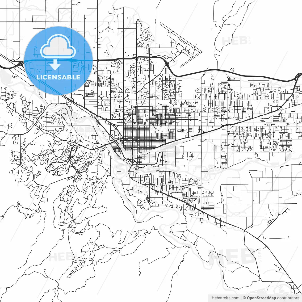 Grand Junction, Colorado - Area Map - Light