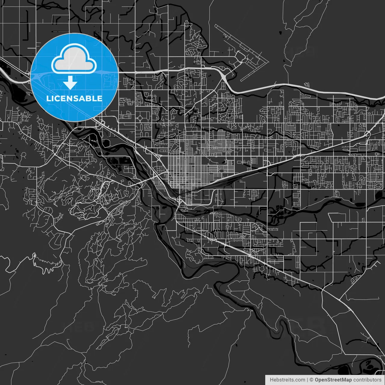 Grand Junction, Colorado - Area Map - Dark