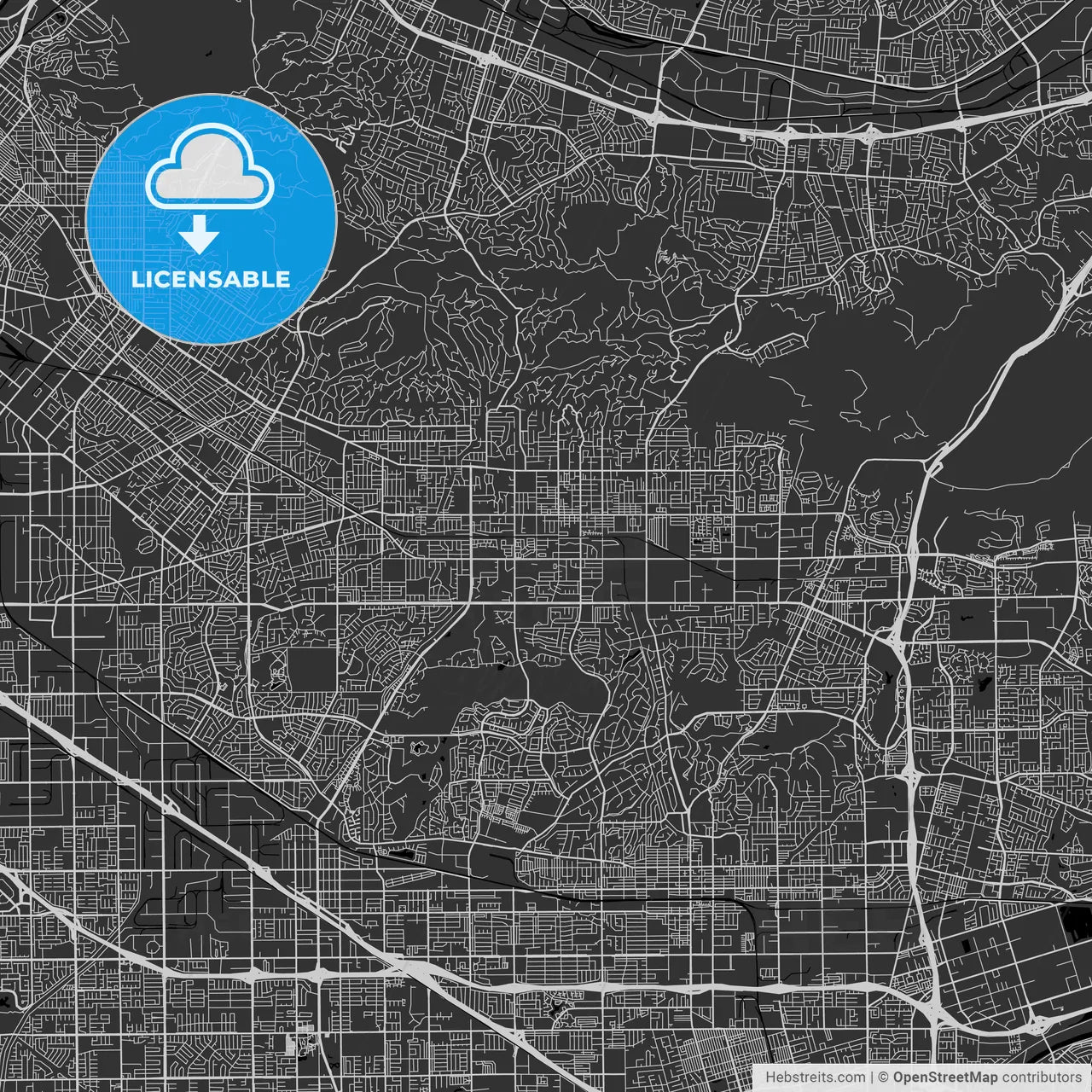 La Habra, California - Area Map - Dark