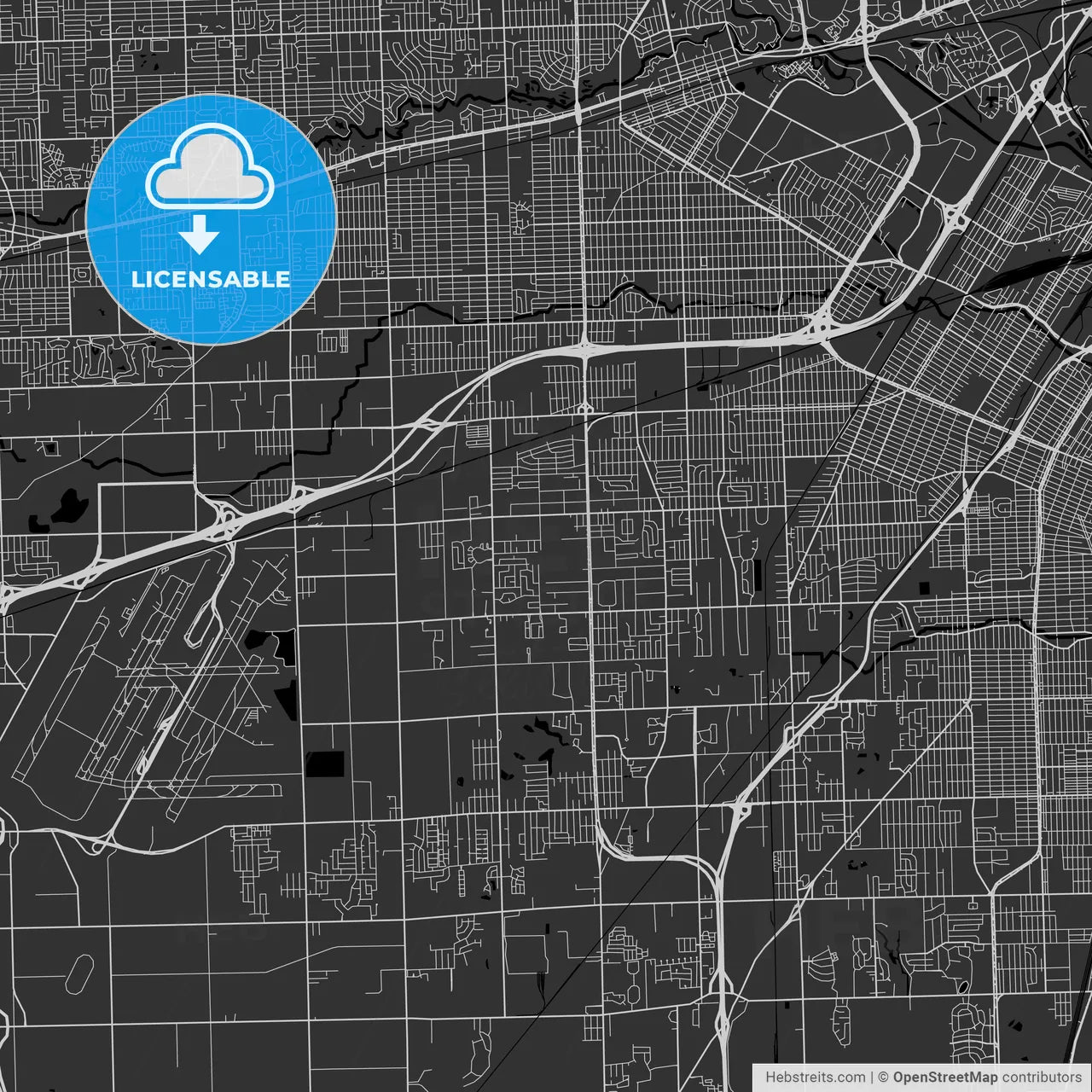 Taylor, Michigan - Area Map - Dark
