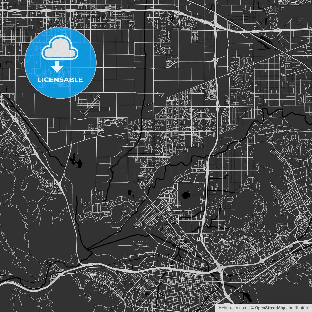Eastvale, California - Area Map - Dark