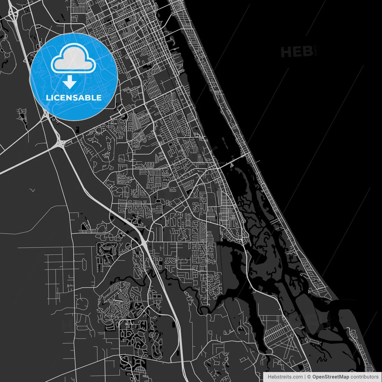 Port Orange, Florida - Area Map - Dark