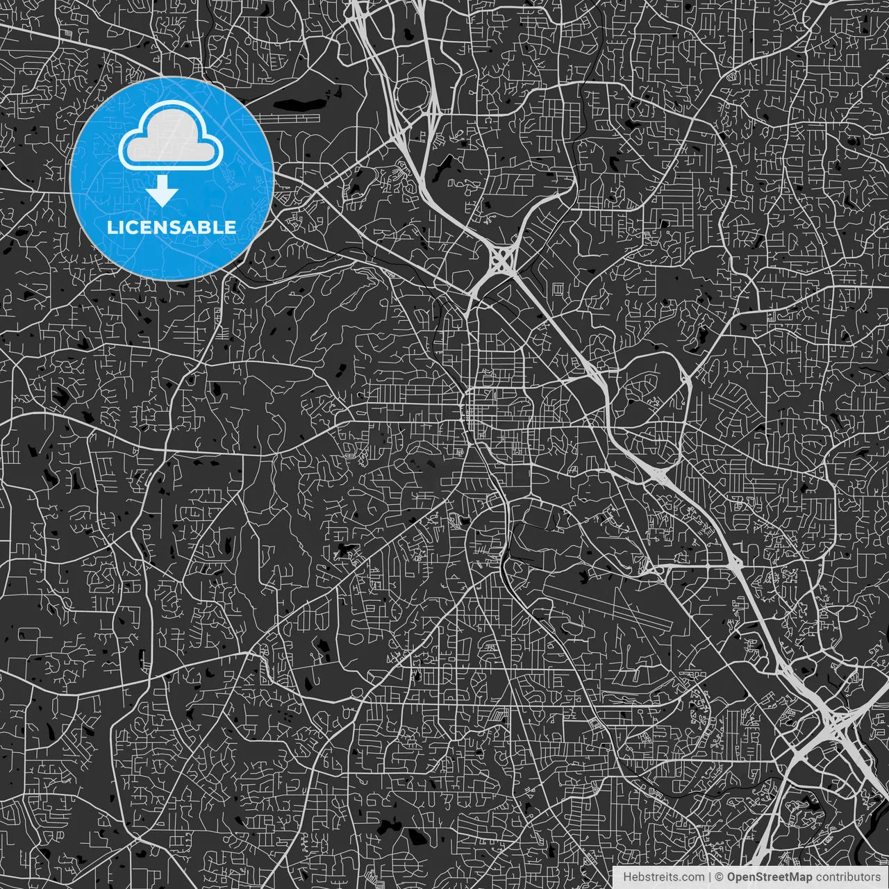 Marietta, Georgia - Area Map - Dark