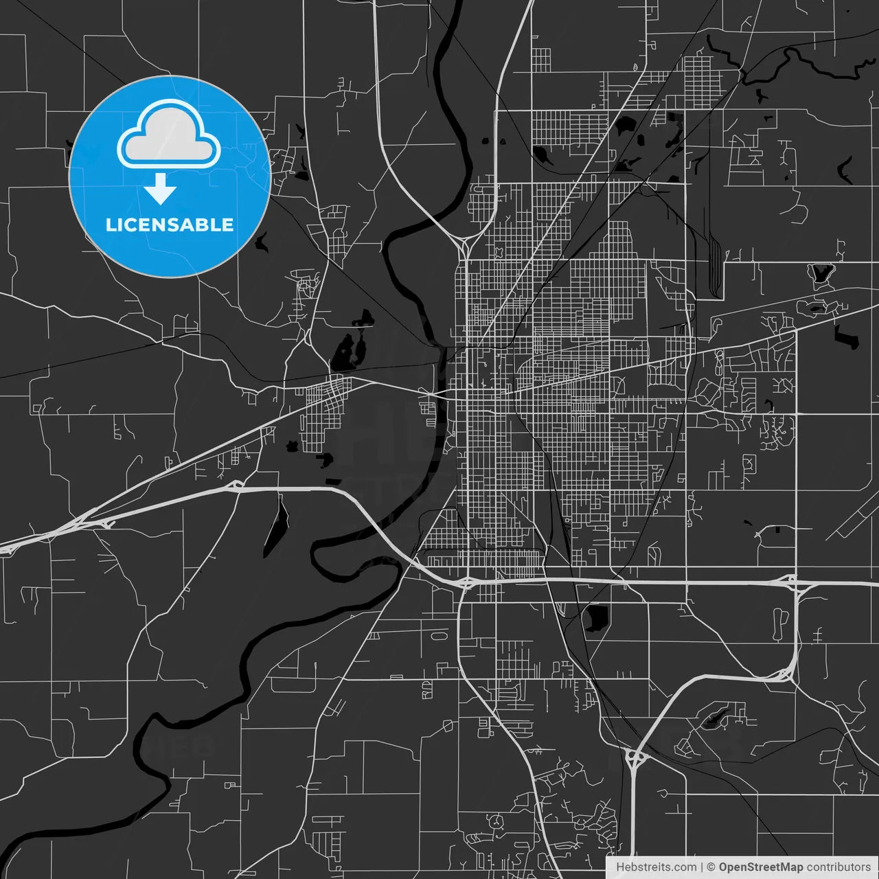 Terre Haute, Indiana - Area Map - Dark