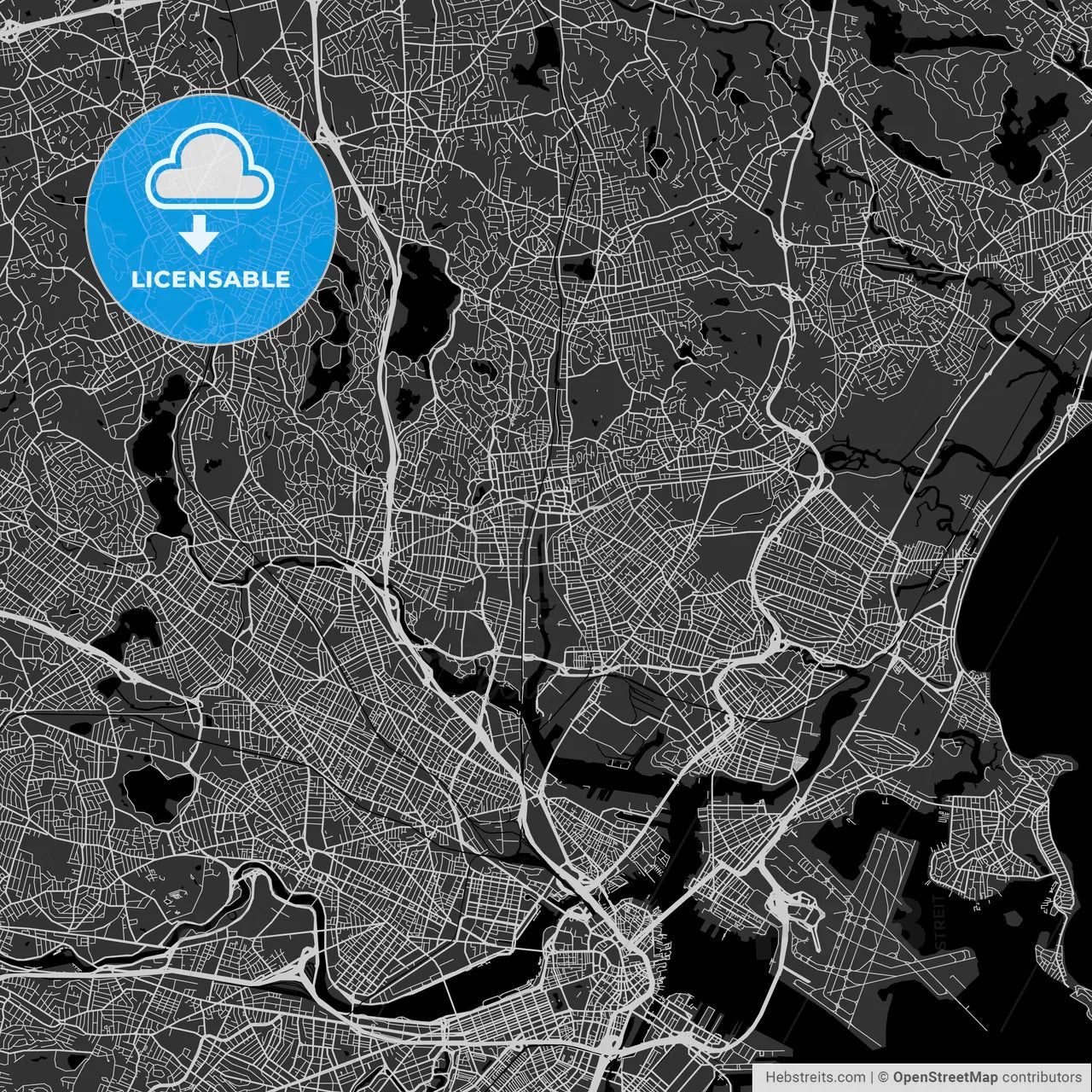 Malden, Massachusetts - Area Map - Dark