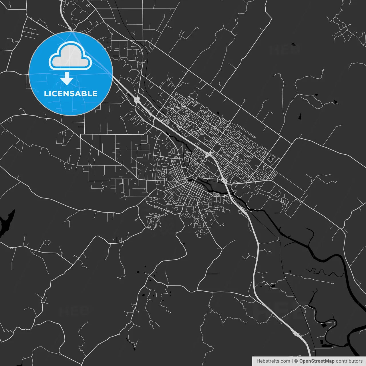 Petaluma, California - Area Map - Dark