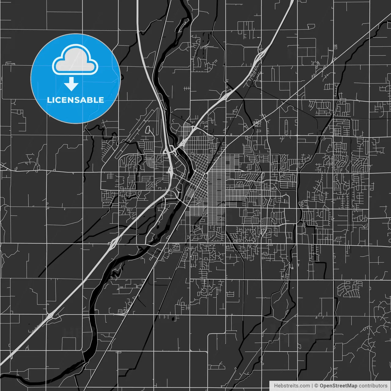 Idaho Falls, Idaho - Area Map - Dark