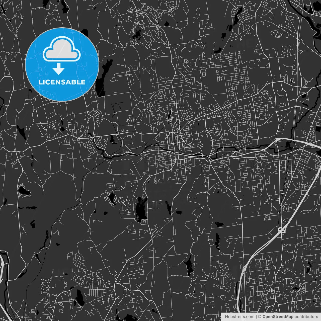 Bristol, Connecticut - Area Map - Dark