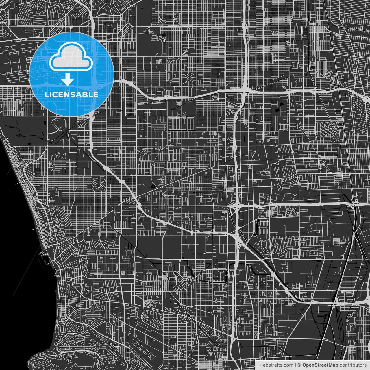 Gardena, California - Area Map - Dark