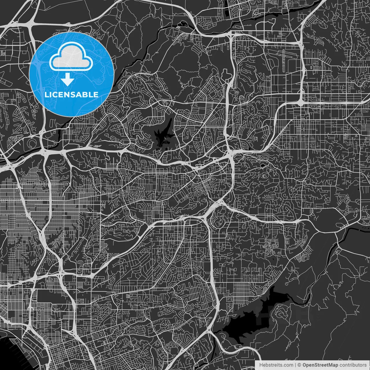 La Mesa, California - Area Map - Dark