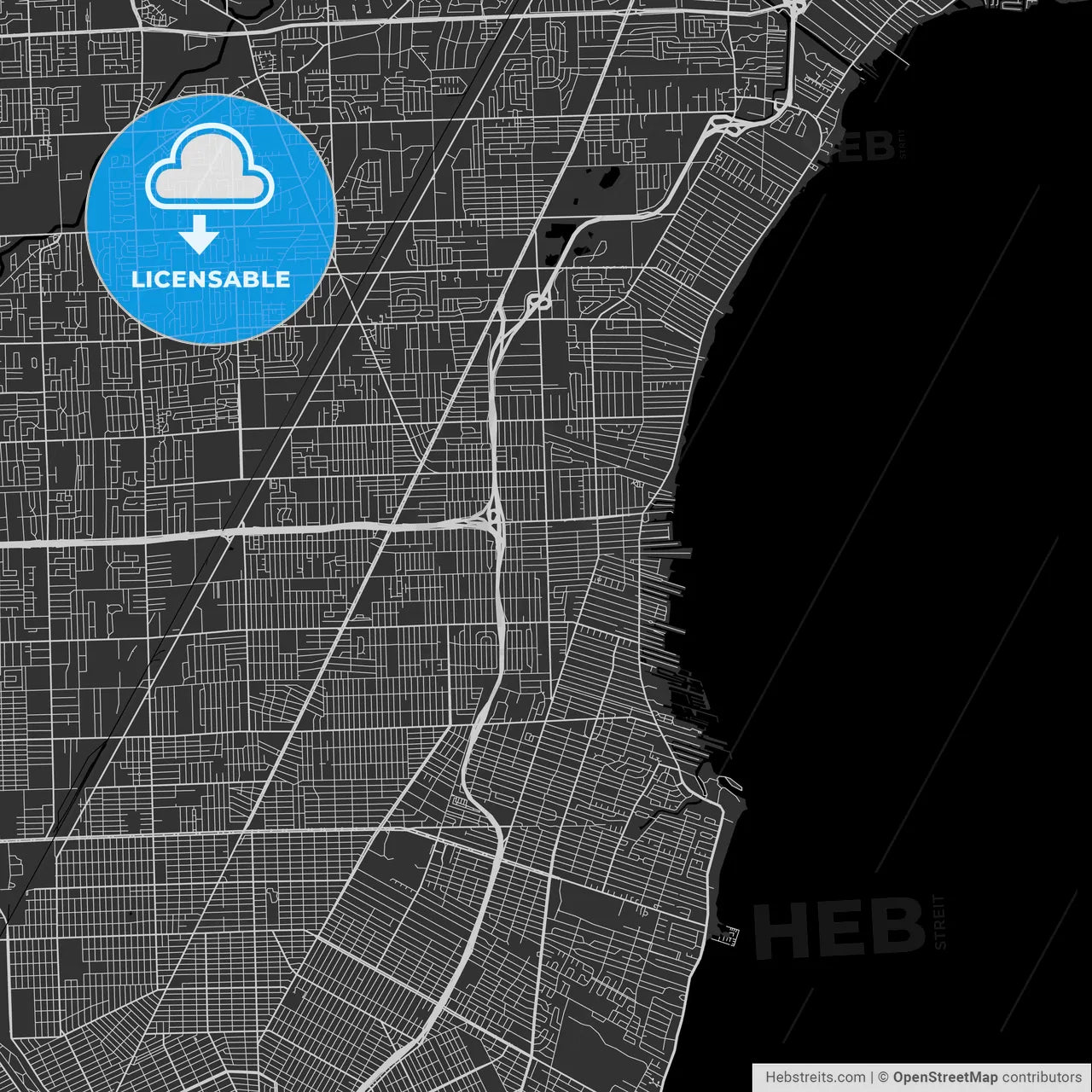 St. Clair Shores, Michigan - Area Map - Dark