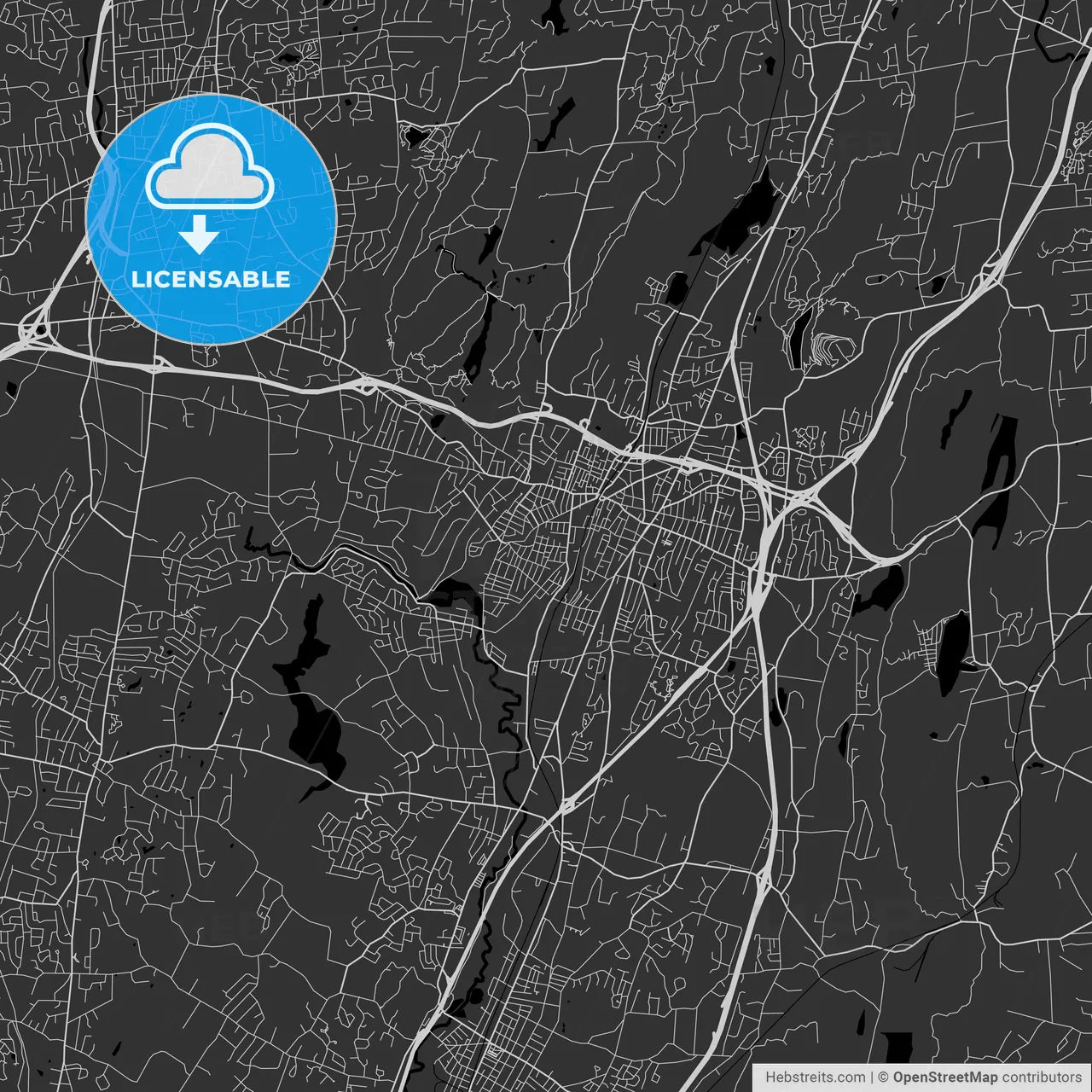 Meriden, Connecticut - Area Map - Dark