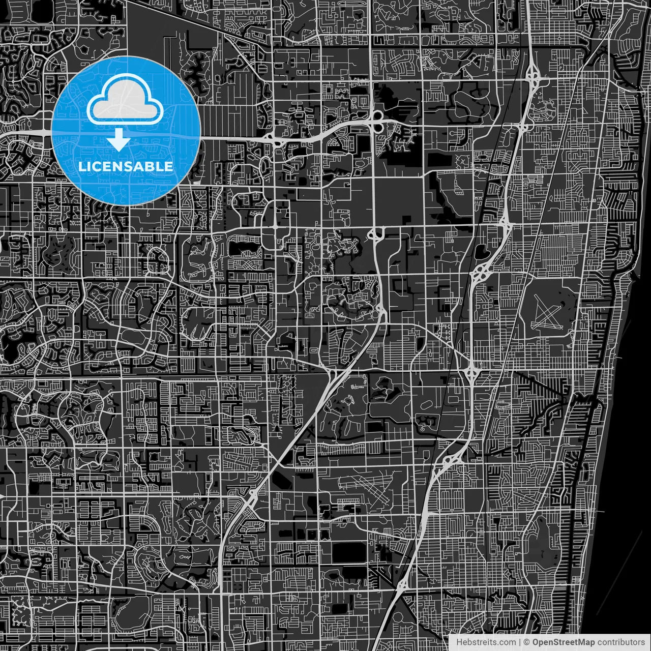 Coconut Creek, Florida - Area Map - Dark