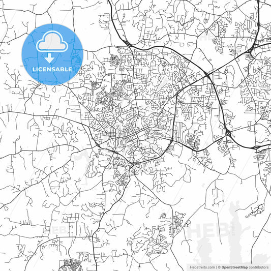 Chapel Hill, North Carolina - Area Map - Light
