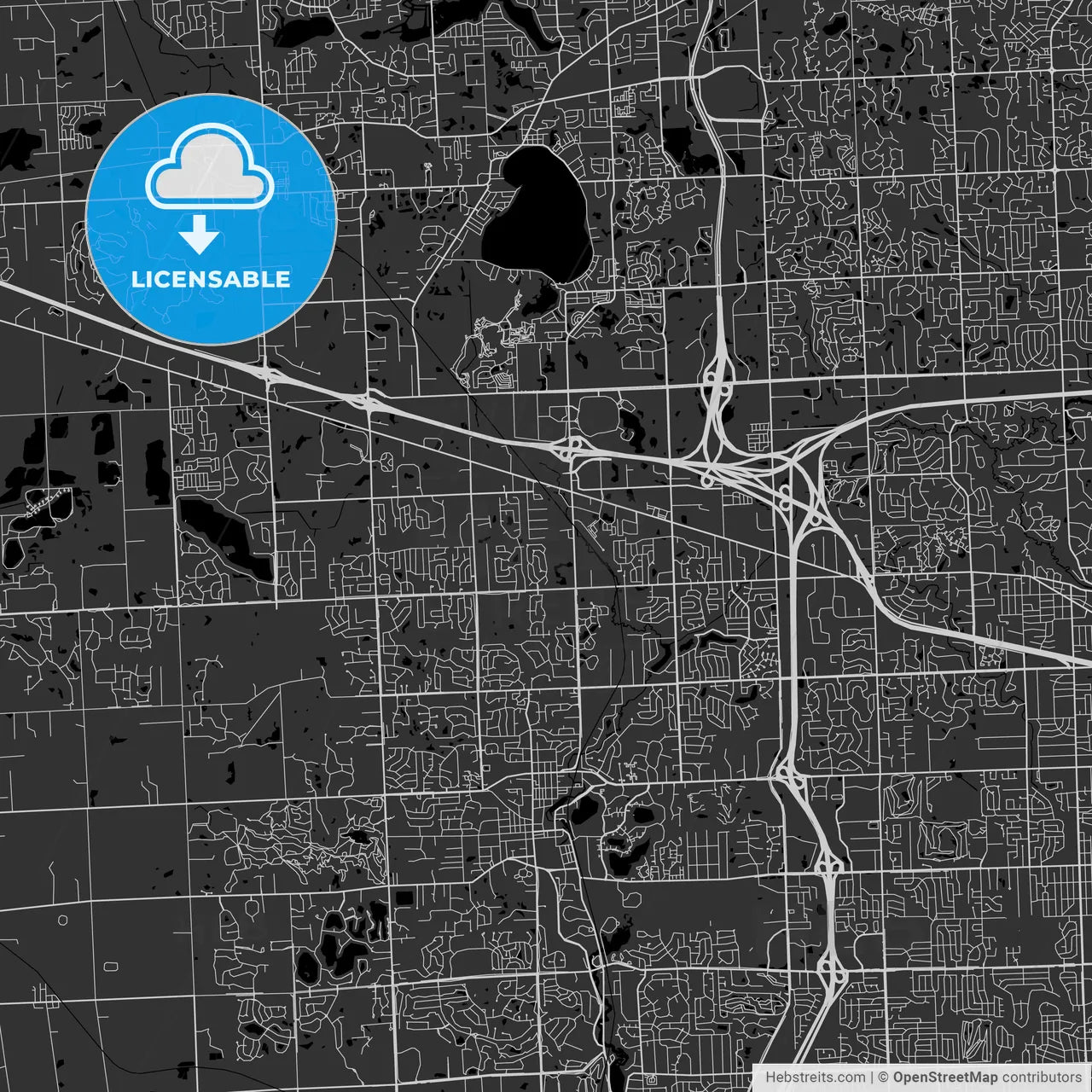 Novi, Michigan - Area Map - Dark