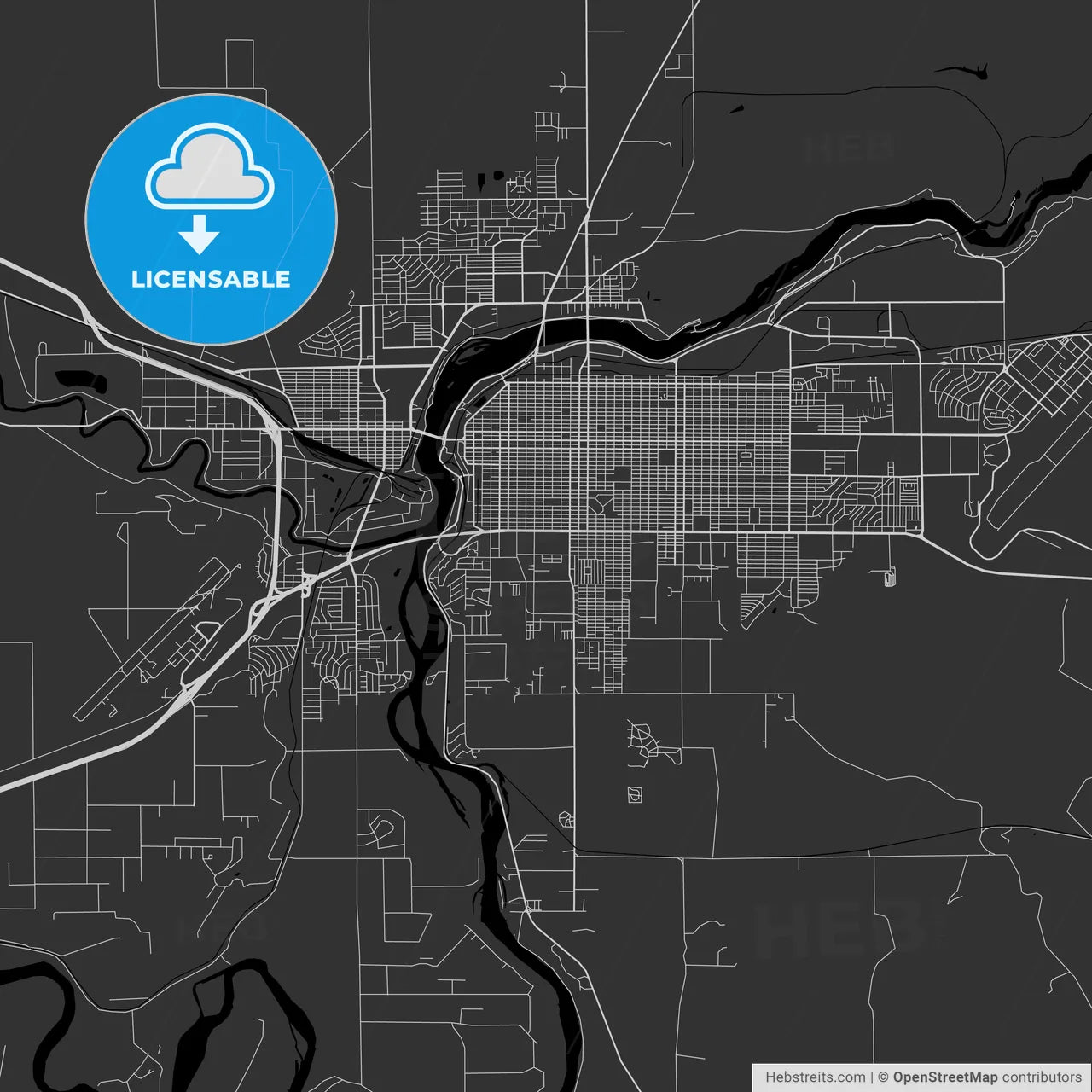 Great Falls, Montana - Area Map - Dark