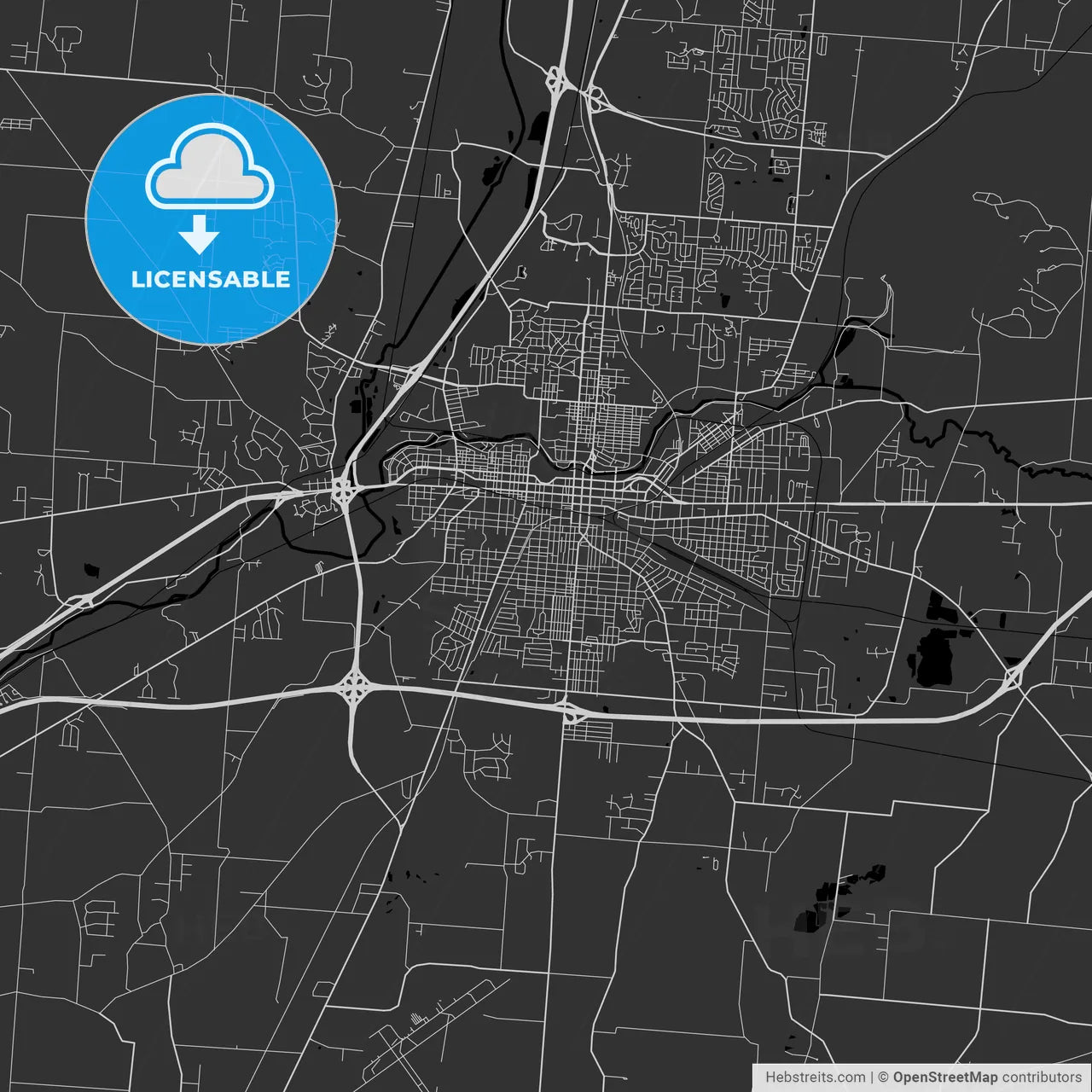 Springfield, Ohio - Area Map - Dark