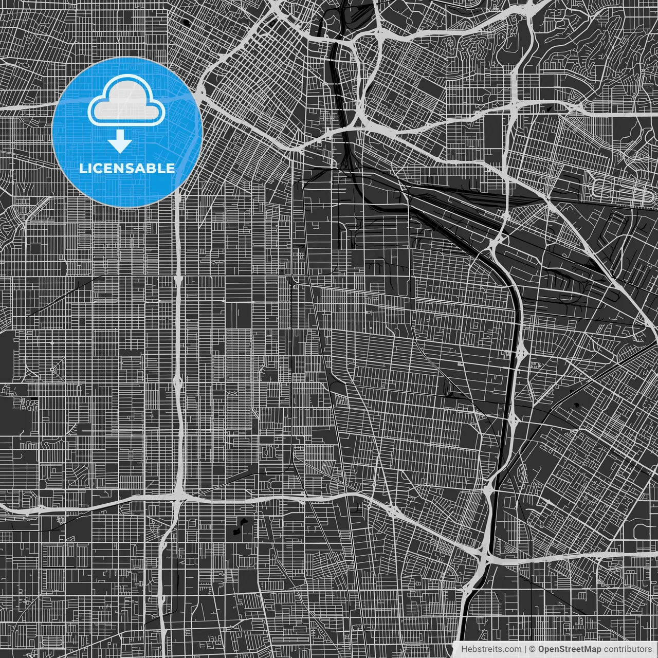 Huntington Park, California - Area Map - Dark