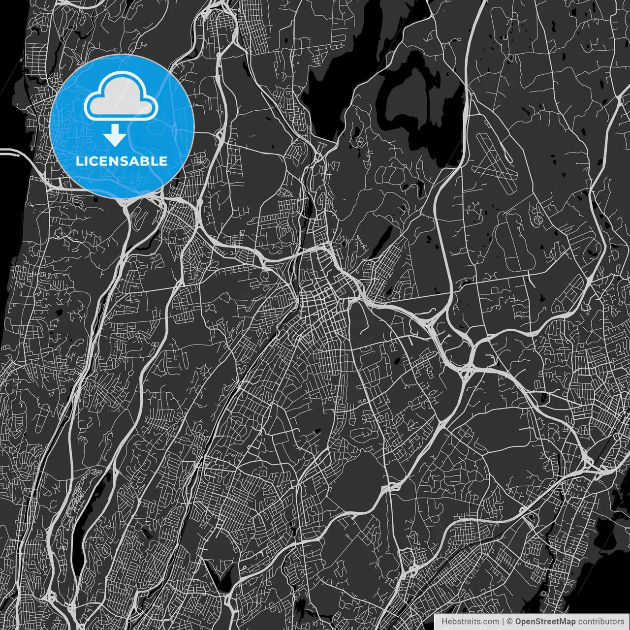 White Plains, New York - Area Map - Dark