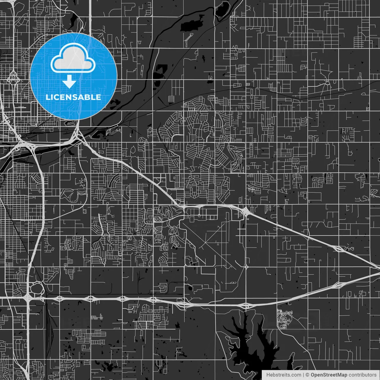 Midwest City, Oklahoma - Area Map - Dark
