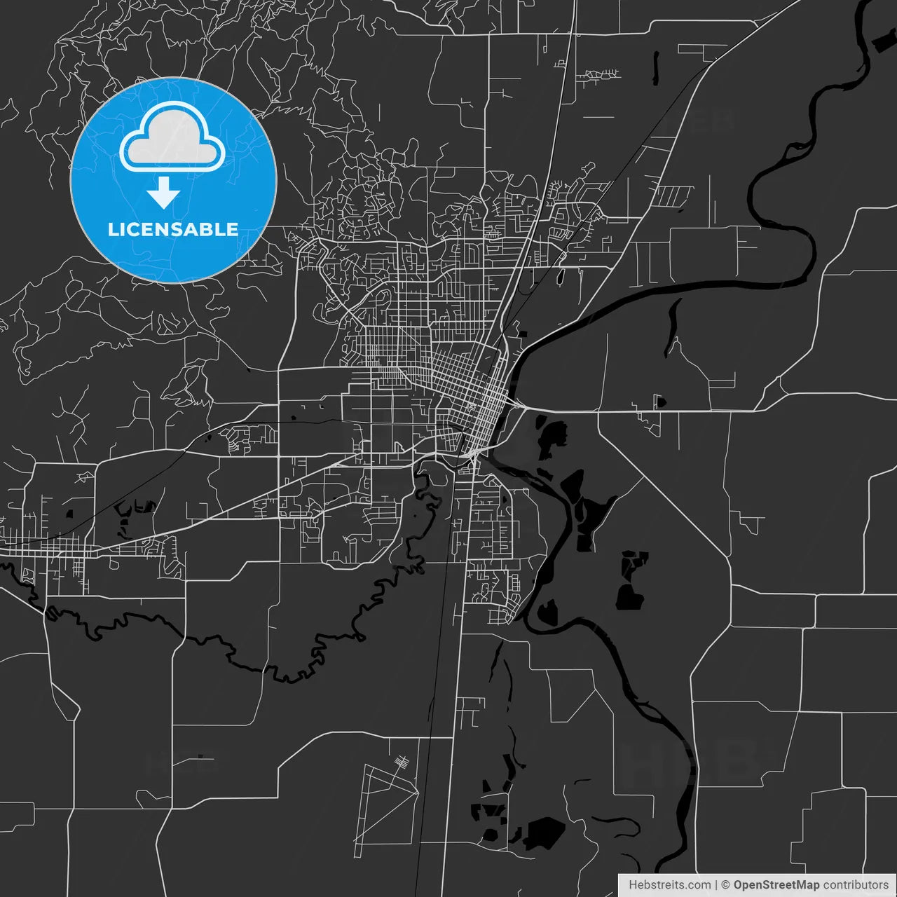 Corvallis, Oregon - Area Map - Dark