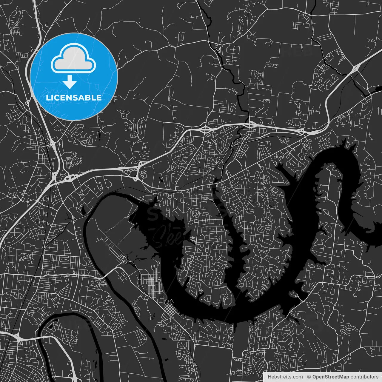 Hendersonville, Tennessee - Area Map - Dark