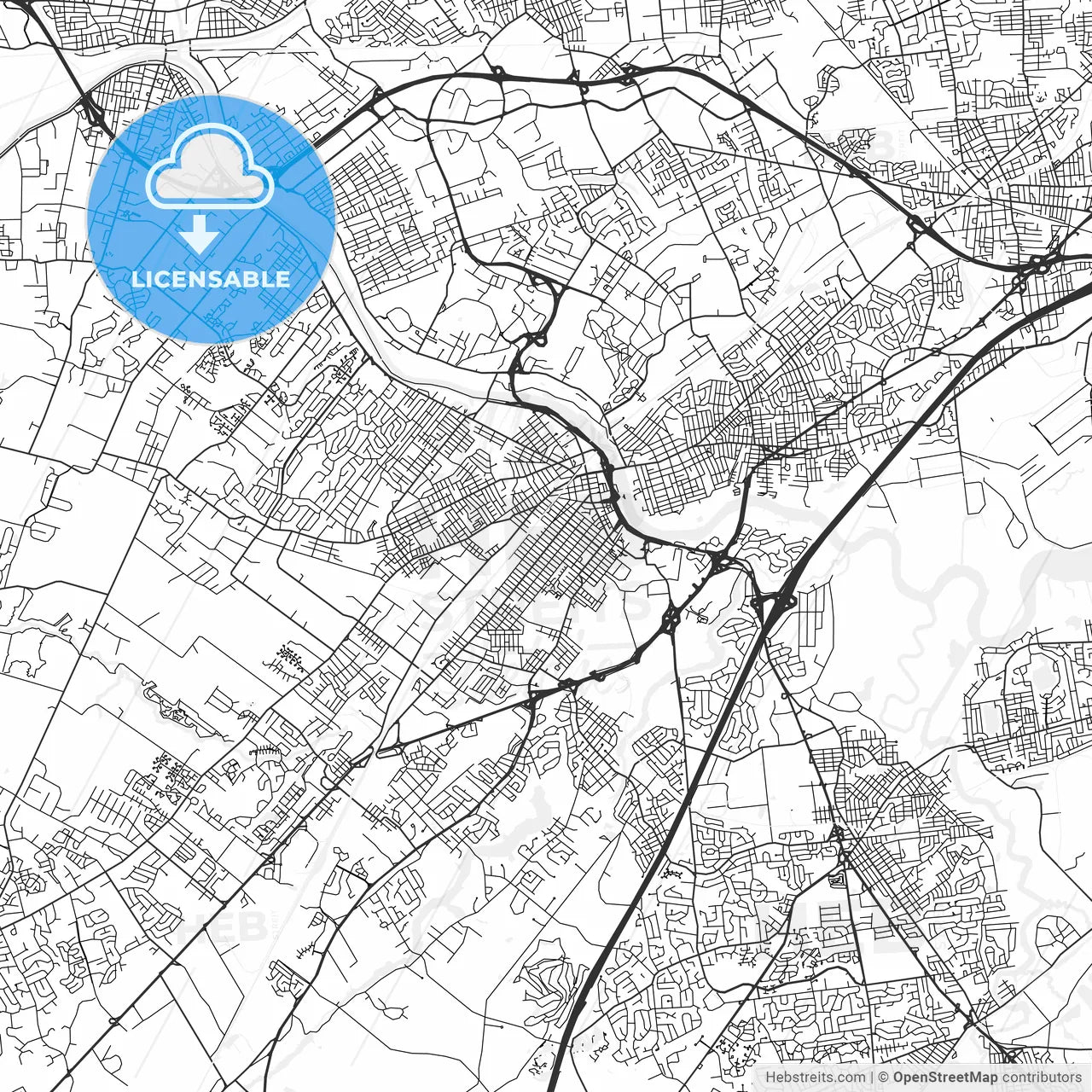 New Brunswick, New Jersey - Area Map - Light