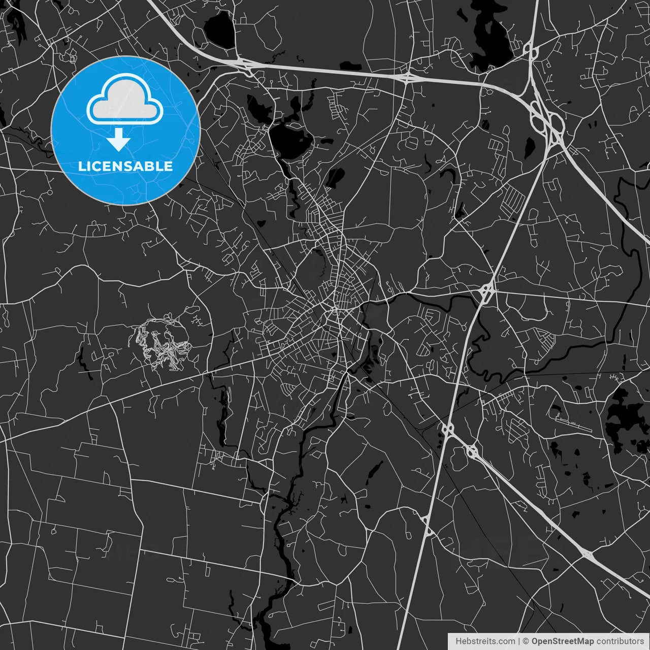 Taunton, Massachusetts - Area Map - Dark