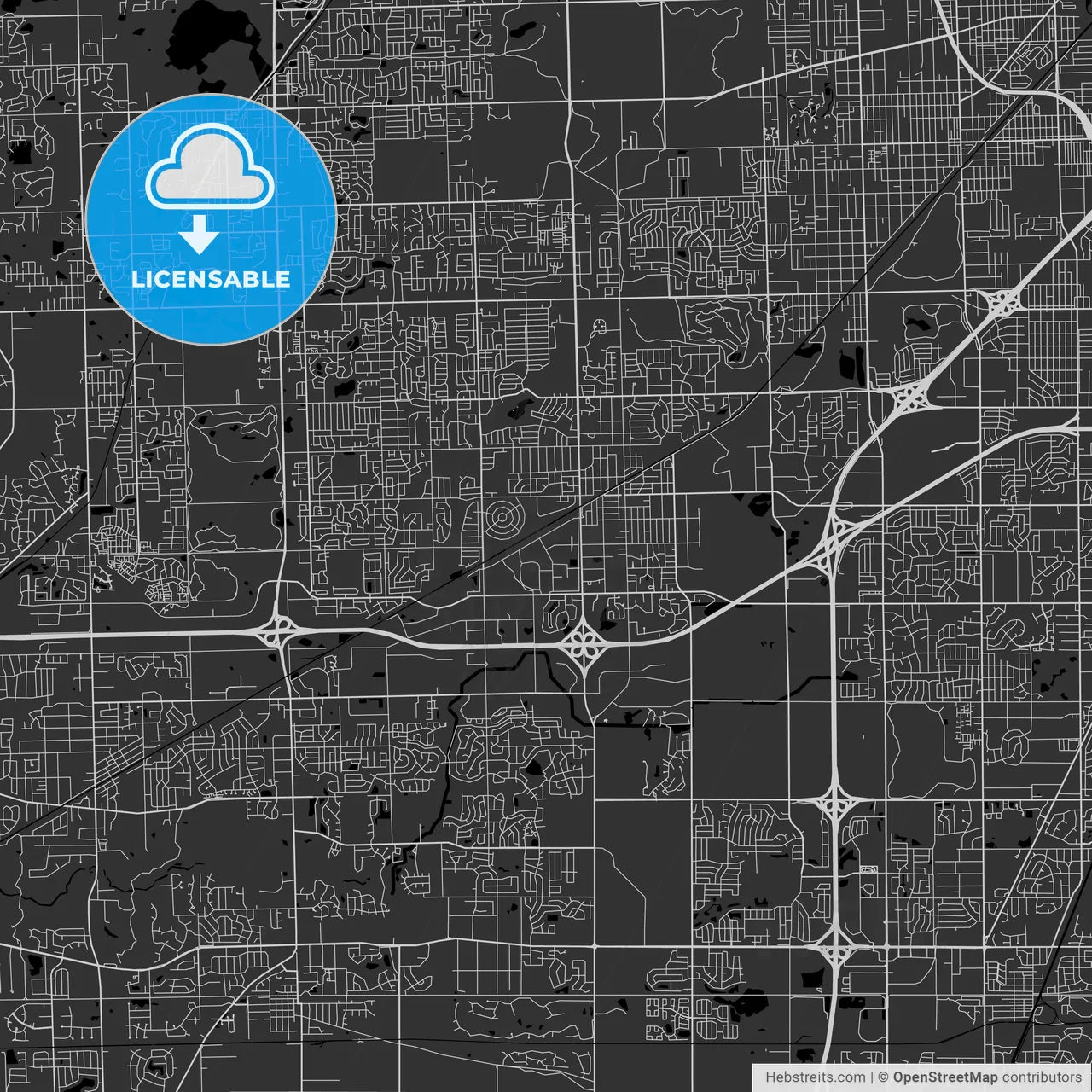 Tinley Park, Illinois - Area Map - Dark