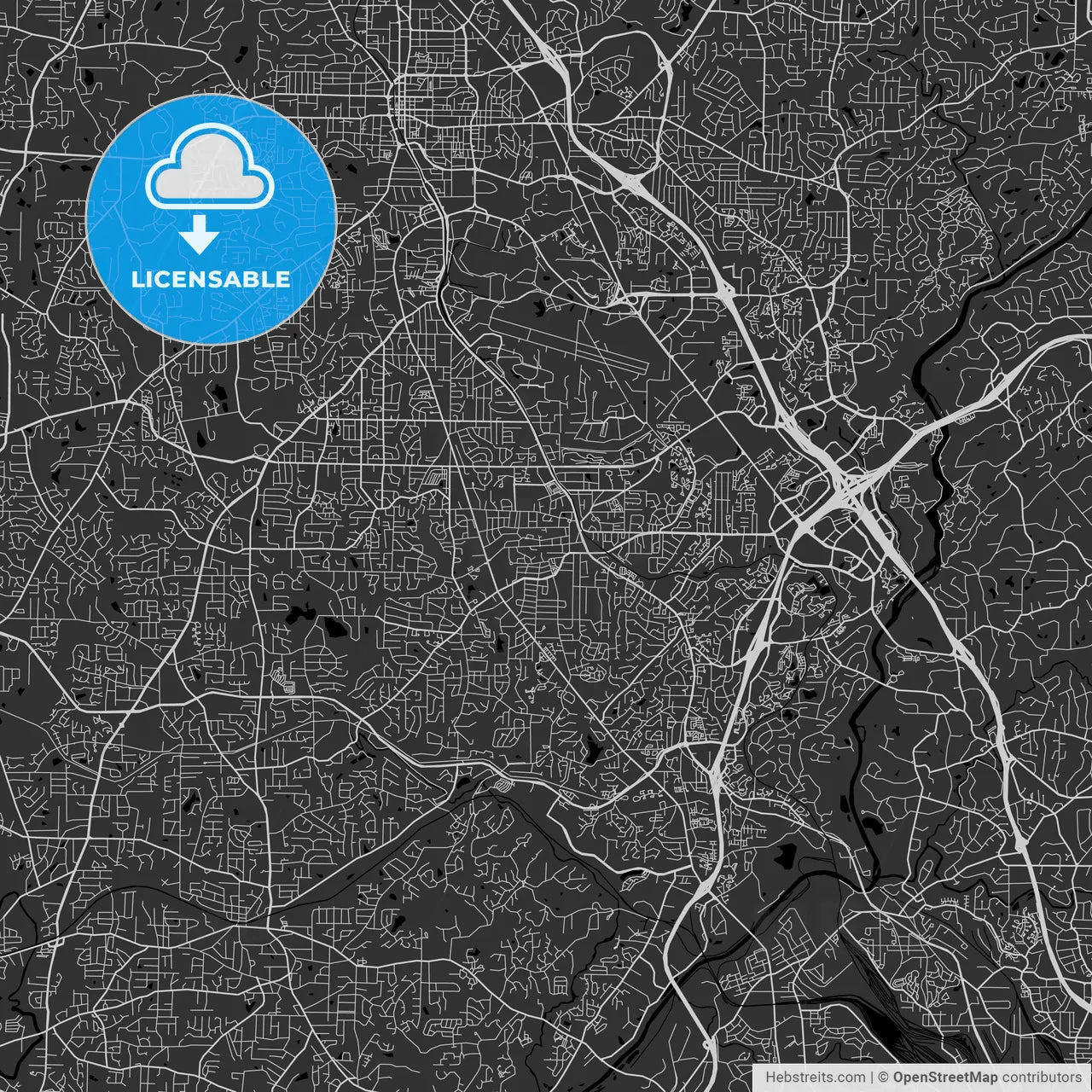 Smyrna, Georgia - Area Map - Dark