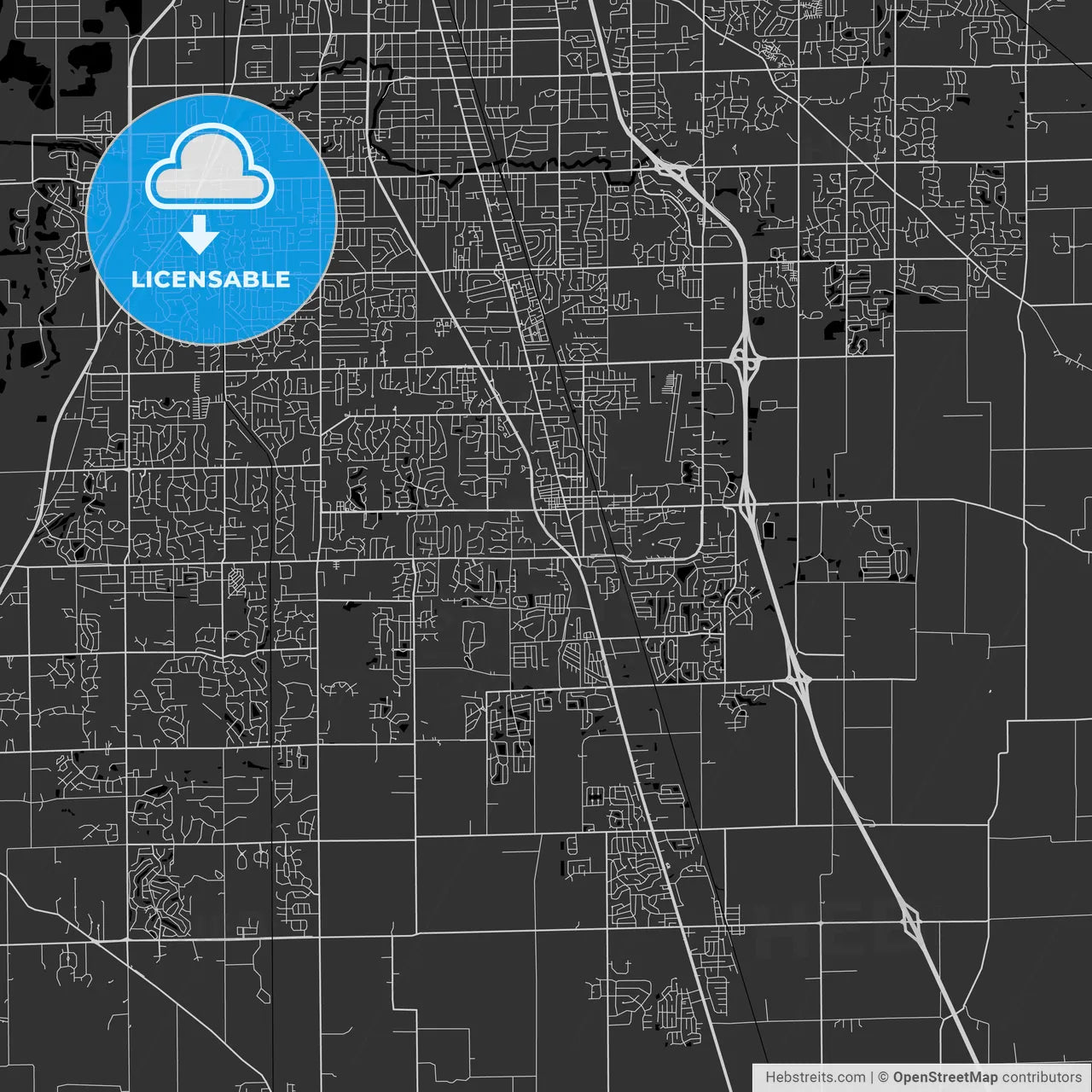 Greenwood, Indiana - Area Map - Dark