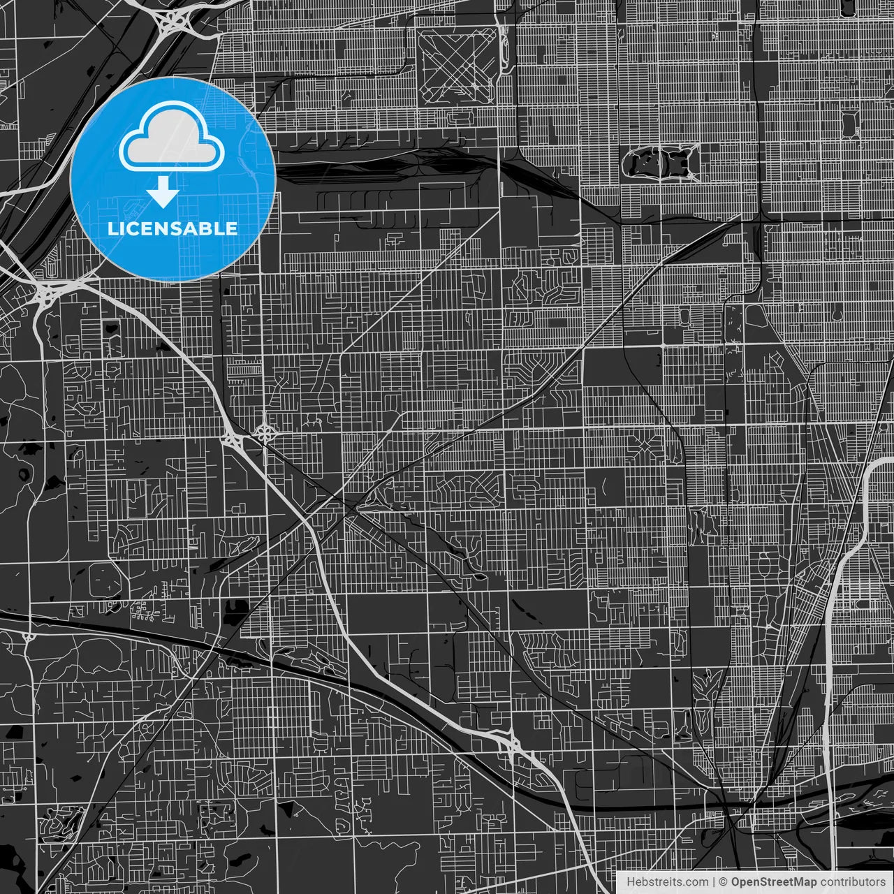 Oak Lawn, Illinois - Area Map - Dark