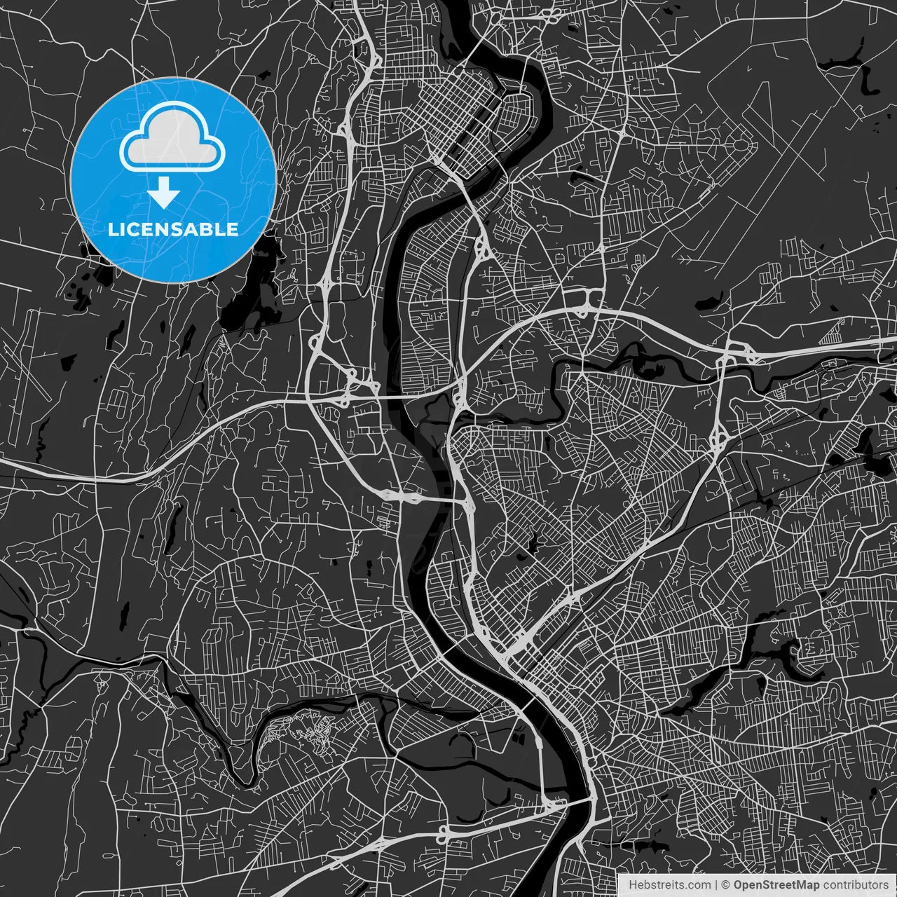 Chicopee, Massachusetts - Area Map - Dark