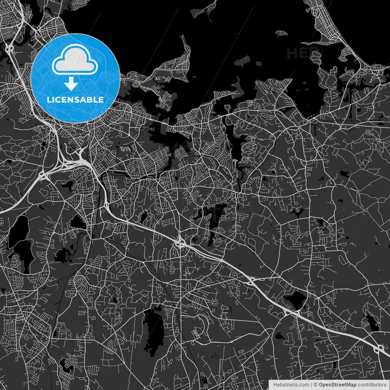 Weymouth Town, Massachusetts - Area Map - Dark