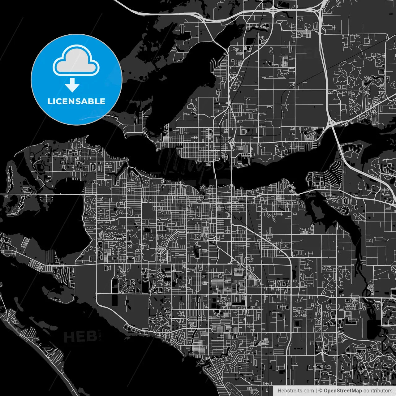 Bradenton, Florida - Area Map - Dark