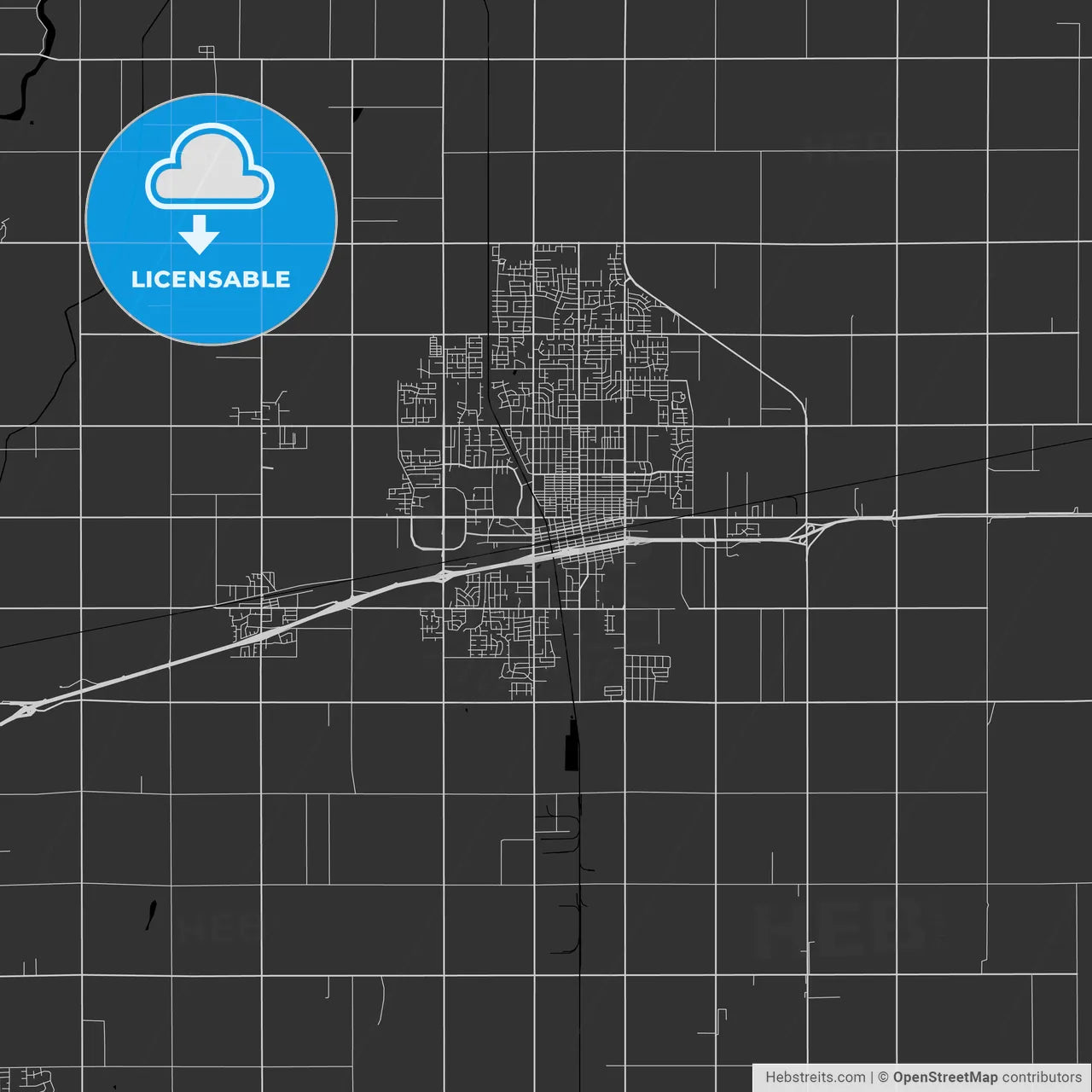 Hanford, California - Area Map - Dark