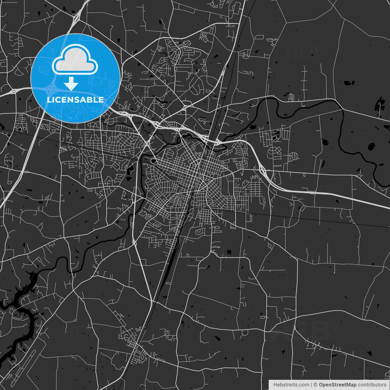 Rocky Mount, North Carolina - Area Map - Dark