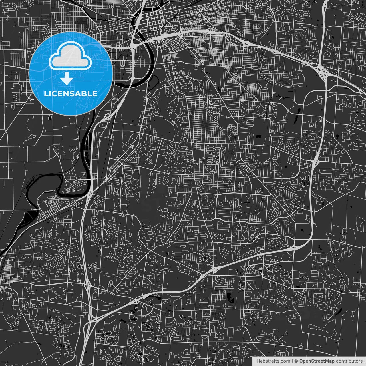 Kettering, Ohio - Area Map - Dark