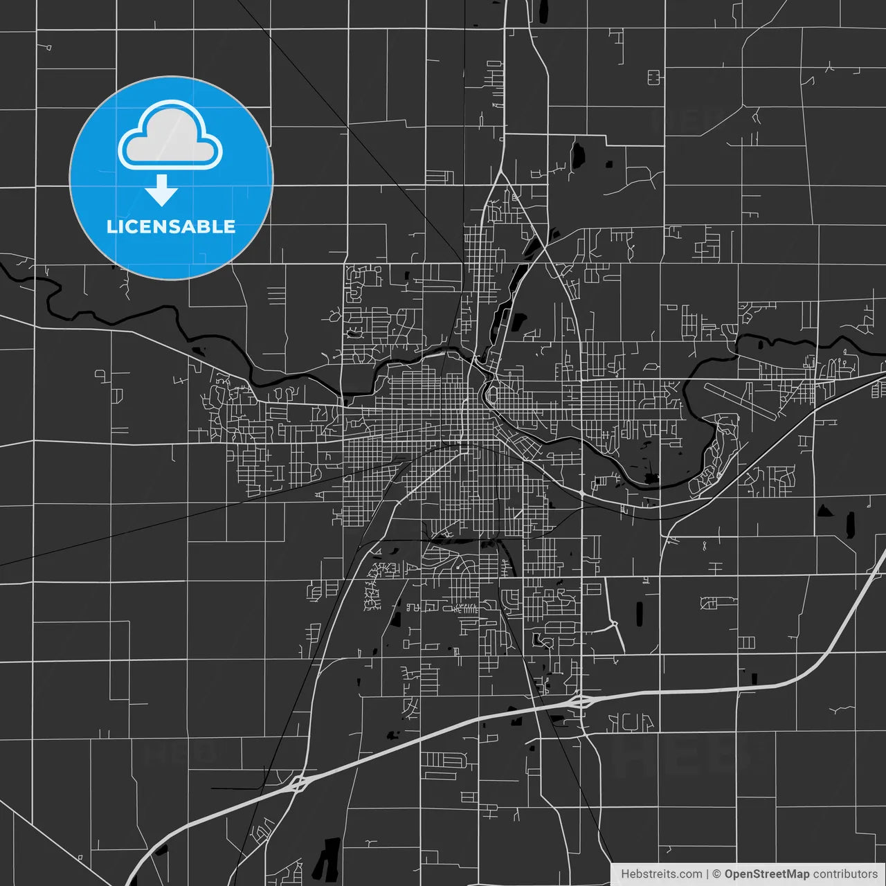 Anderson, Indiana - Area Map - Dark