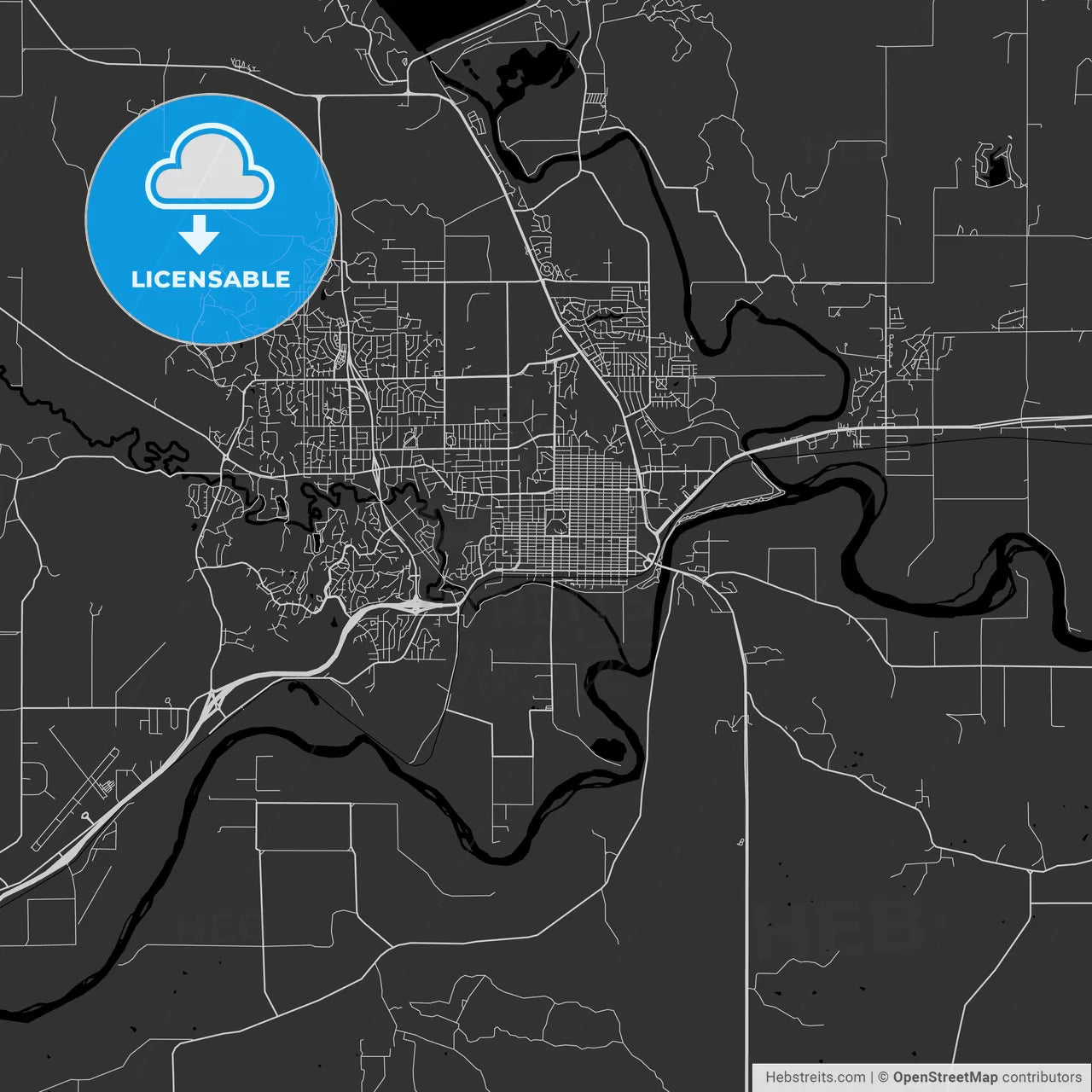 Manhattan, Kansas - Area Map - Dark