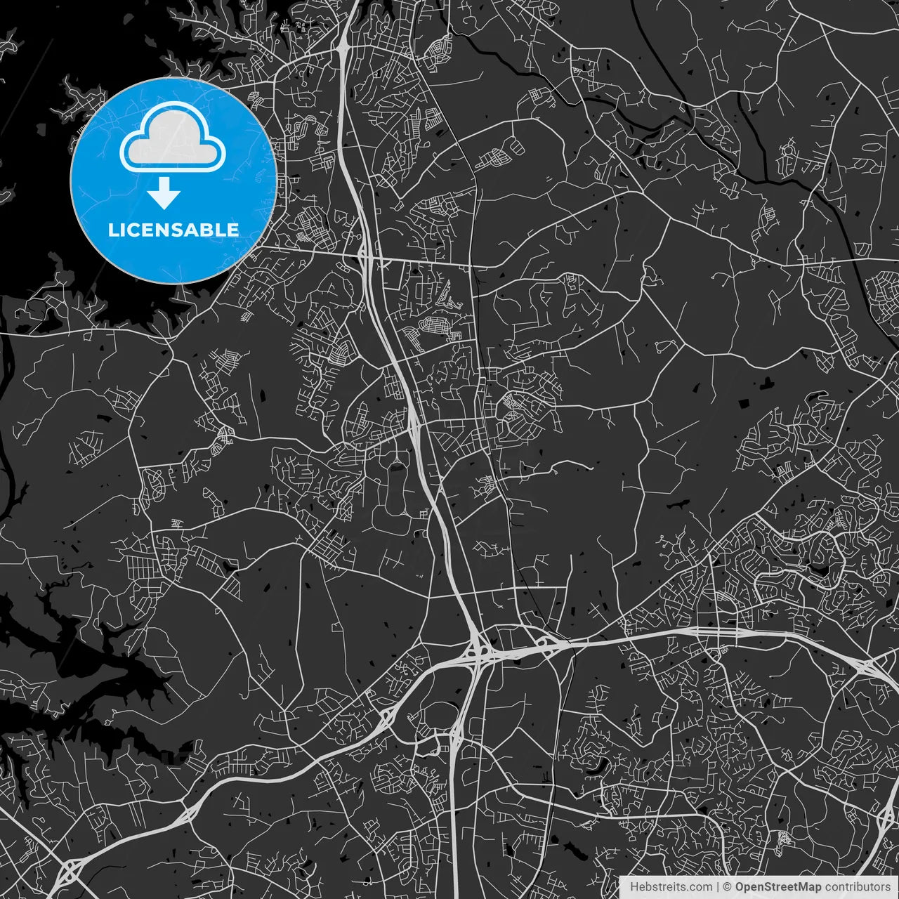 Huntersville, North Carolina - Area Map - Dark
