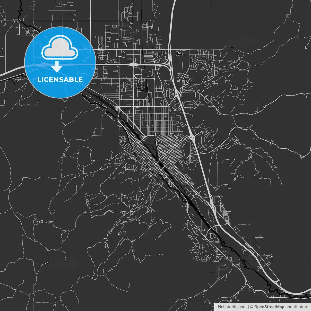 Pocatello, Idaho - Area Map - Dark