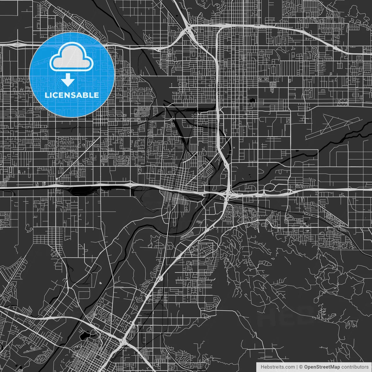 Colton, California - Area Map - Dark