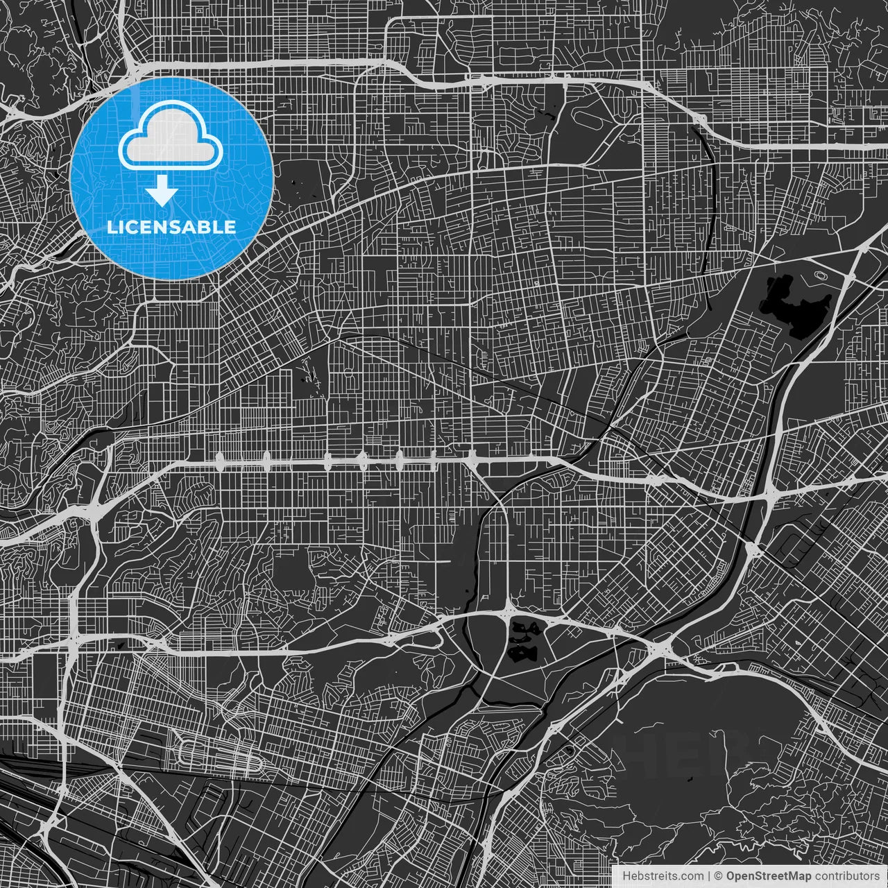 Rosemead, California - Area Map - Dark