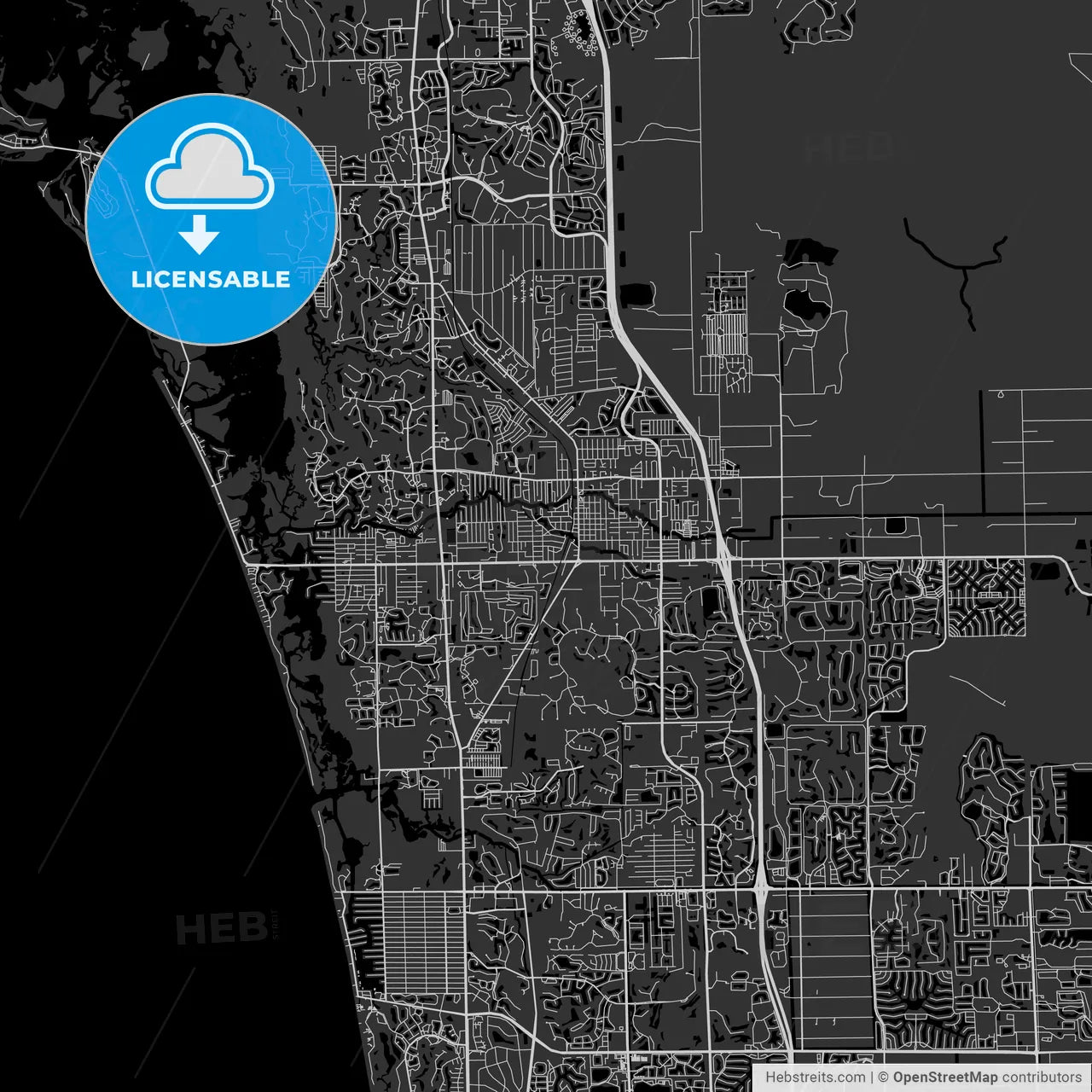 Bonita Springs, Florida - Area Map - Dark