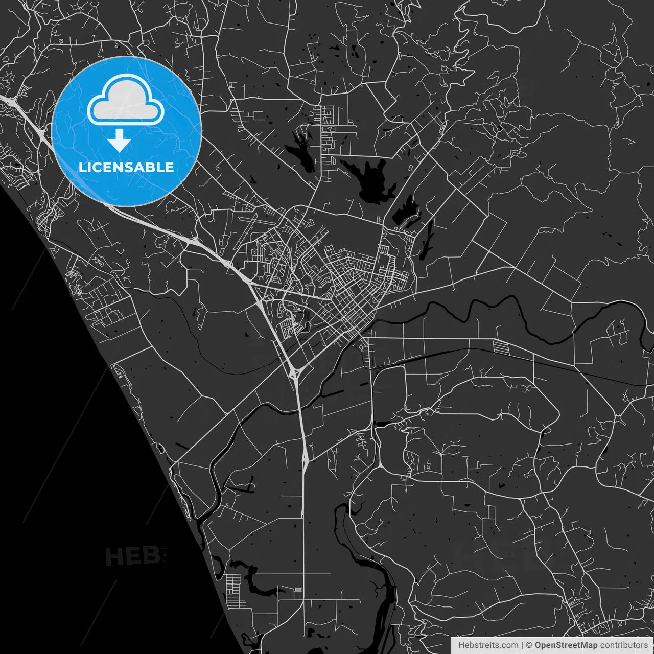 Watsonville, California - Area Map - Dark