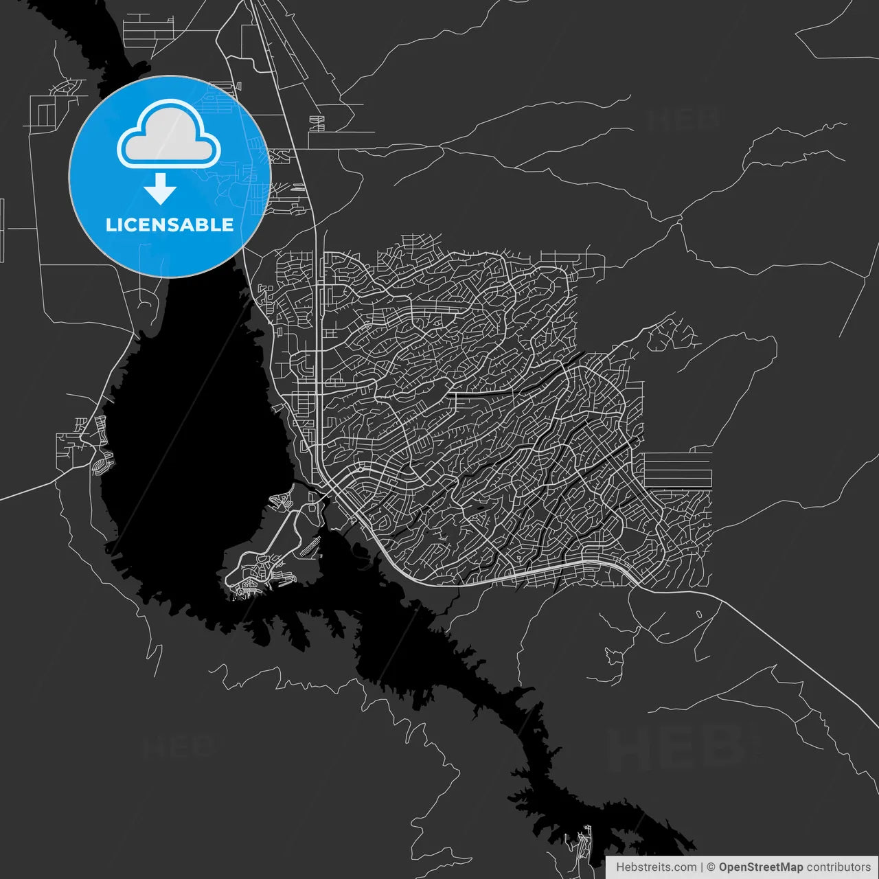 Lake Havasu City, Arizona - Area Map - Dark