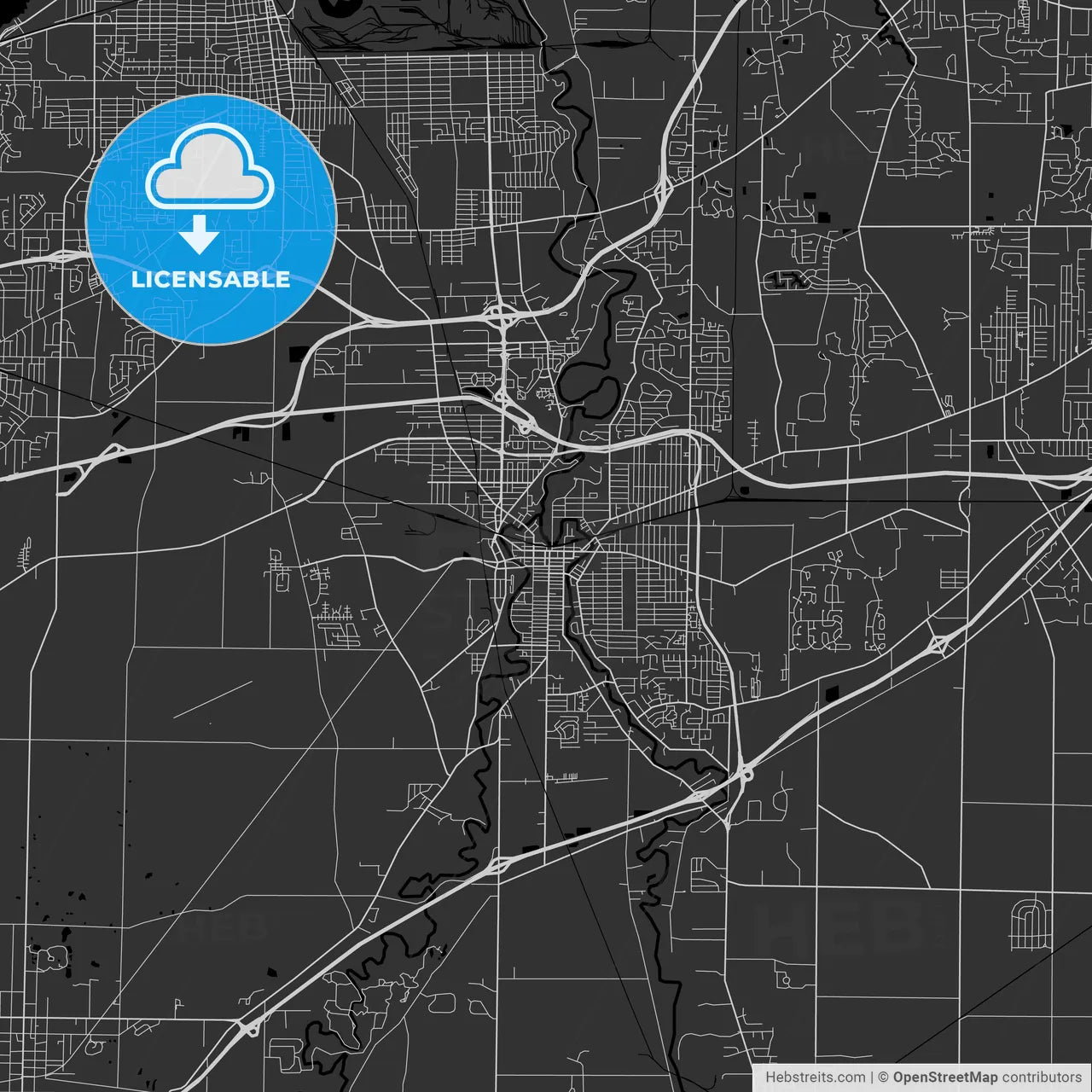 Elyria, Ohio - Area Map - Dark