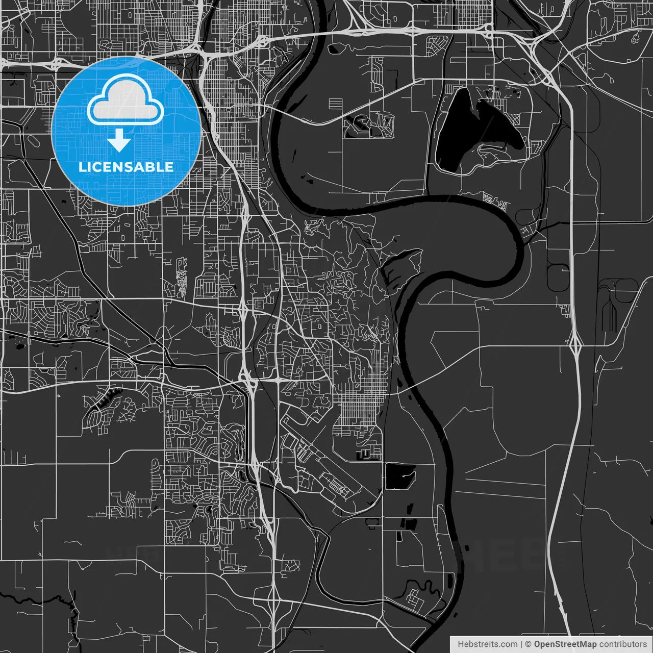 Bellevue, Nebraska - Area Map - Dark